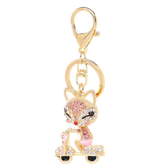 Pink Fox Keychain Rhinestone Fox Charm Fox Bag Charm - Picture 5 of 11